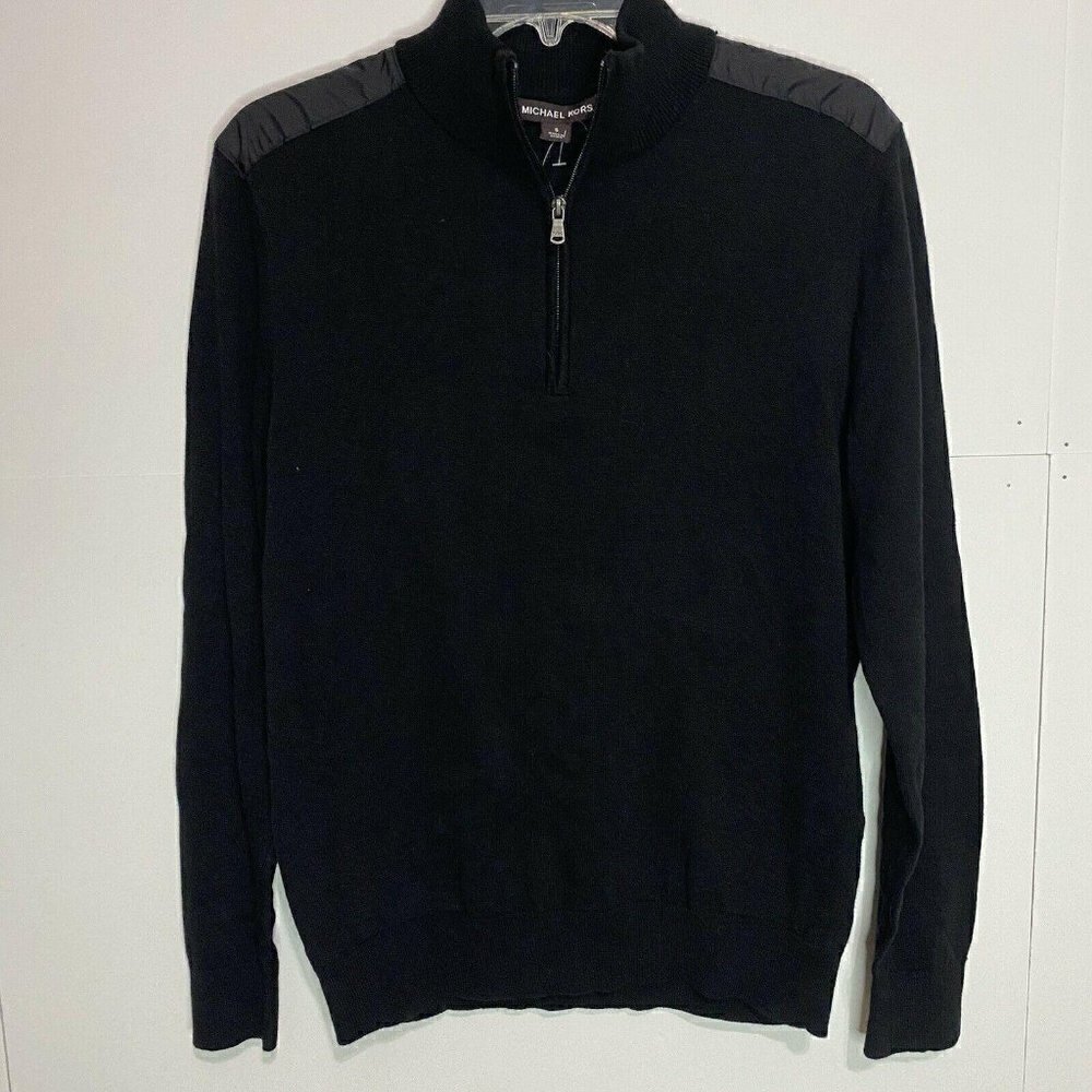 NEW MICHAEL KORS Size Small Black 1/4 Zip Sweater NWT $128